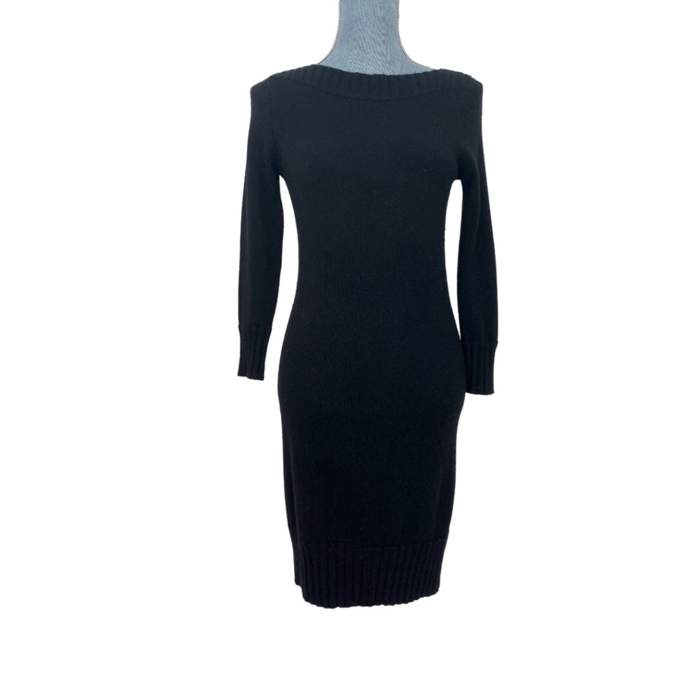 Michael Kors Women Pure Cashmere Knit Sweater Dress Long Sleeve Black XS